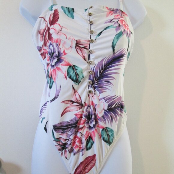 Jessica Simpson White Floral Island One Piece Swimsuit - Picture 5 of 15